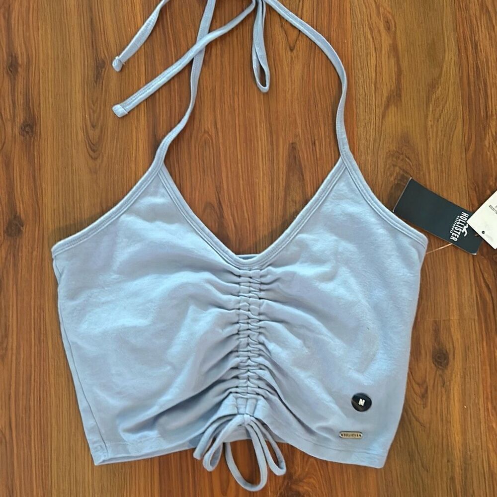 NWT Hollister light blue cropped halter top size M juniors